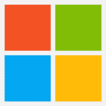 Vier in einem Raster angeordnete Quadrate - rot, grün, blau und gelb - bilden das Microsoft-Logo auf weißem Hintergrund. Dieses von Brainymotion inspirierte Design steht für dynamische Bewegung und Kreativität.